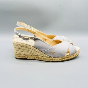 Viscata Sandals Womens 9 Gray Canvas Wedge Espadrille Slingback Shoes Barcelona